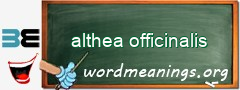 WordMeaning blackboard for althea officinalis